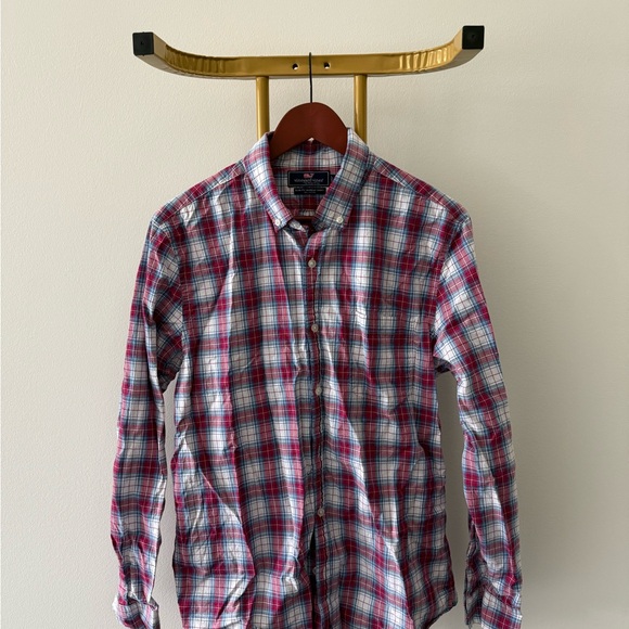Vineyard Vines Red and Blue Plaid Casual Shirt - Picture 1 of 6